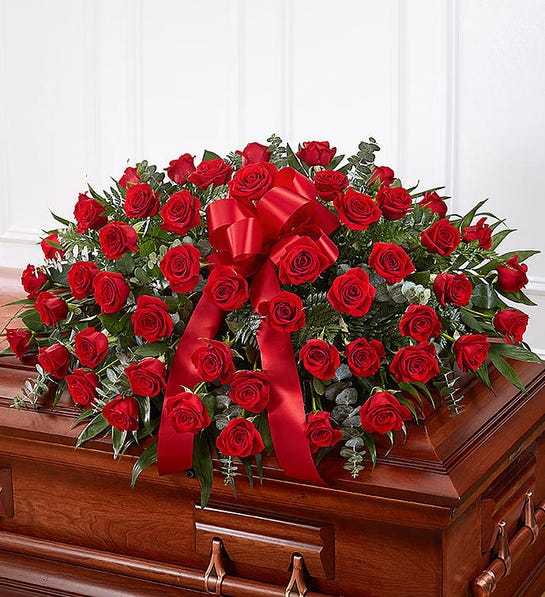 All Red Rose Casket Cover image 0