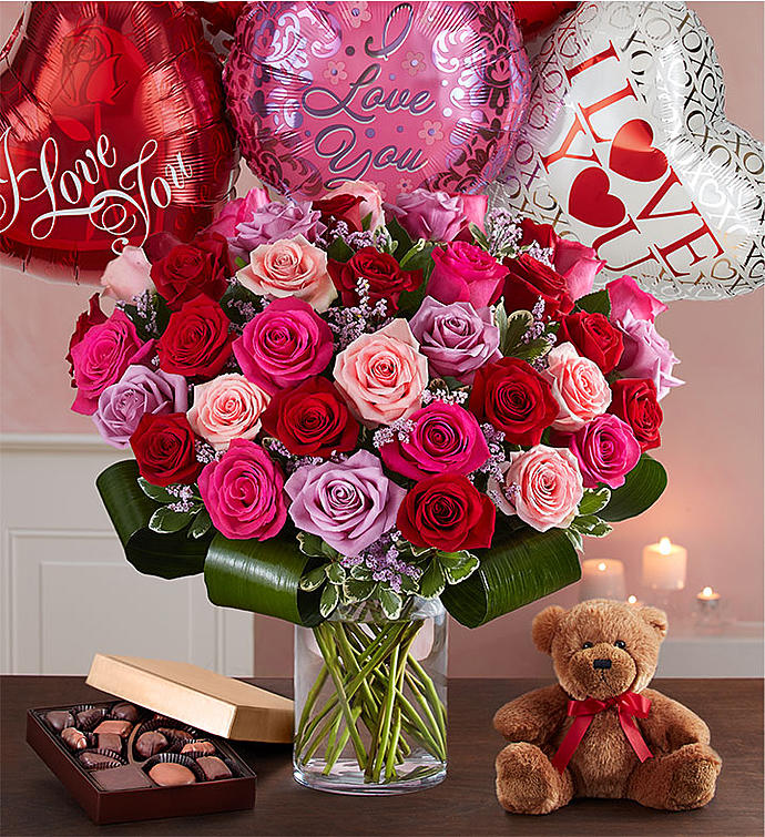 Over The Top For You (Includes 50 Roses and 3 Mylar Balloons) image 0