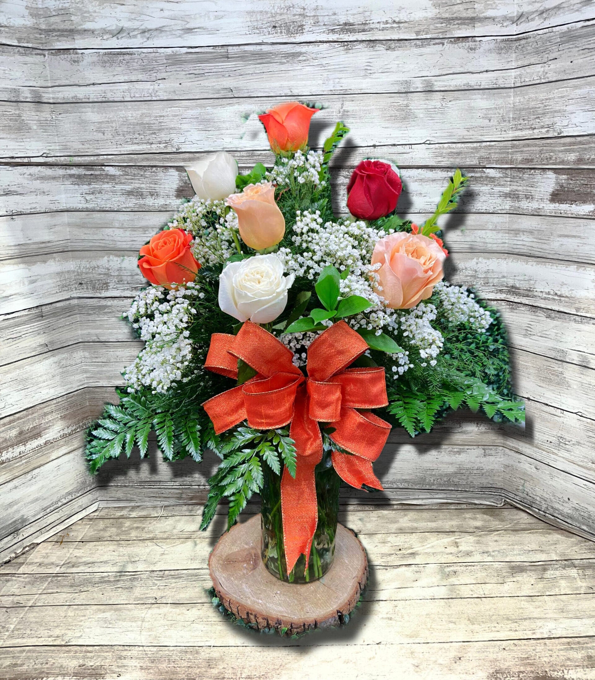 Dozen Rustic Rose Vase