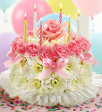 Pink and White Flower Cake