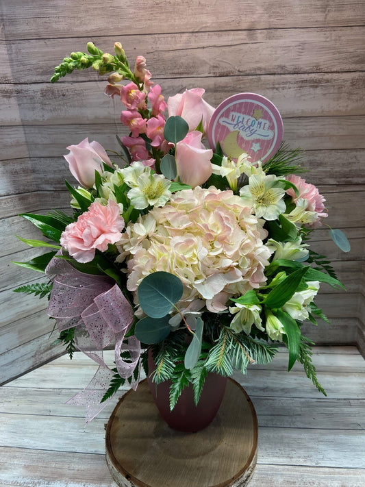 Welcome Baby Girl Vase image 0